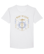 I Want To Leave Funny Alien UFO Tricou mânecă scurtă guler larg Bărbat Skater