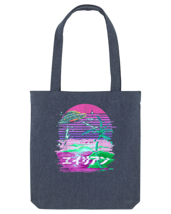 Japanese UFO Alien Vaporwave Otaku Midnight Blue