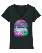 Japanese UFO Alien Vaporwave Otaku Tricou mânecă scurtă guler V Damă Evoker