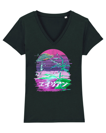 Japanese UFO Alien Vaporwave Otaku Black