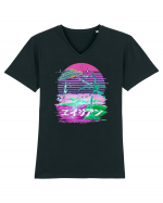 Japanese UFO Alien Vaporwave Otaku Tricou mânecă scurtă guler V Bărbat Presenter