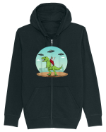 Jesus Riding A Dinosaur Funny UFO Hanorac cu fermoar Unisex Connector