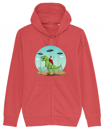 Jesus Riding A Dinosaur Funny UFO Carmine Red