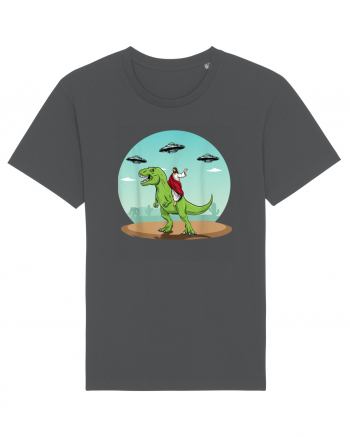 Jesus Riding A Dinosaur Funny UFO Anthracite