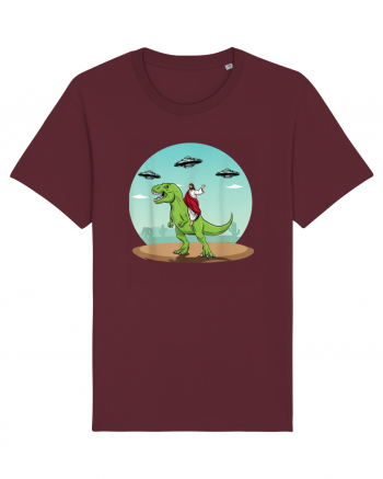 Jesus Riding A Dinosaur Funny UFO Burgundy