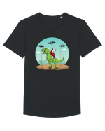 Jesus Riding A Dinosaur Funny UFO Tricou mânecă scurtă guler larg Bărbat Skater