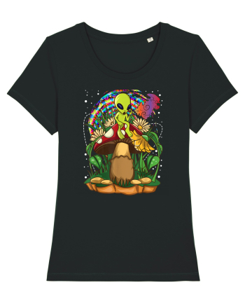 Magic Mushroom Alien Trippy Shroom Black