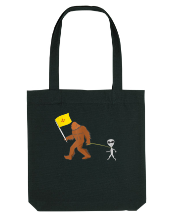 New Mexico Flag Bigfoot Walking Alien Black