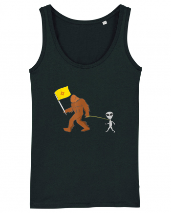 New Mexico Flag Bigfoot Walking Alien Black