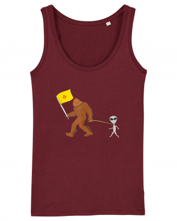 New Mexico Flag Bigfoot Walking Alien Burgundy