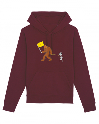 New Mexico Flag Bigfoot Walking Alien Burgundy