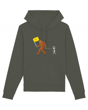 New Mexico Flag Bigfoot Walking Alien Khaki