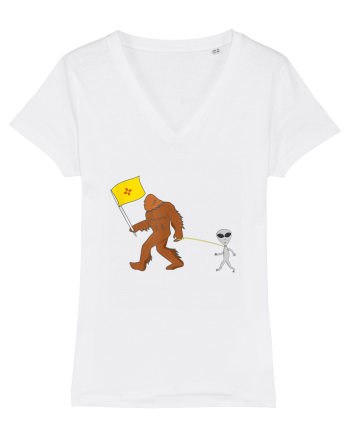 New Mexico Flag Bigfoot Walking Alien White