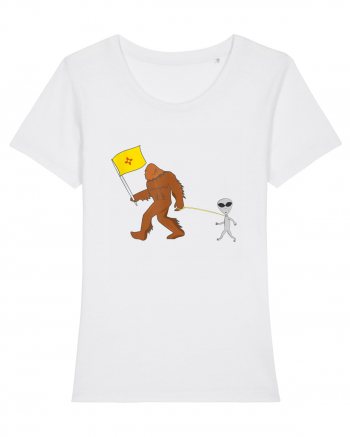 New Mexico Flag Bigfoot Walking Alien White