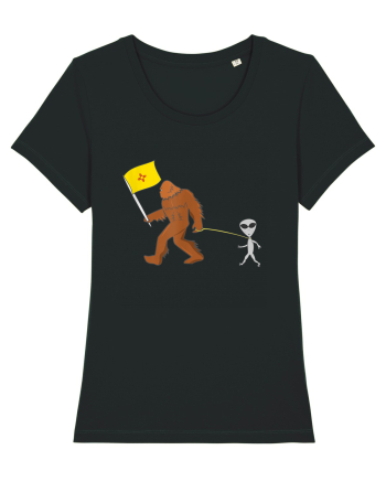 New Mexico Flag Bigfoot Walking Alien Black