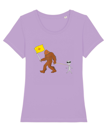 New Mexico Flag Bigfoot Walking Alien Lavender Dawn