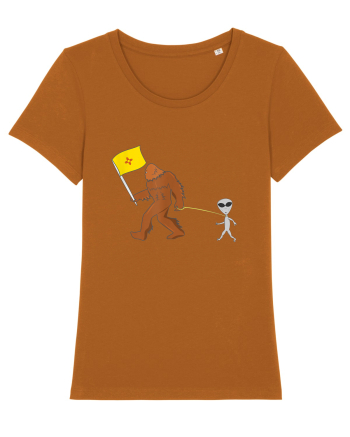 New Mexico Flag Bigfoot Walking Alien Roasted Orange