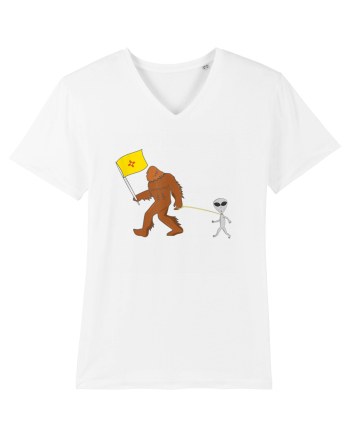 New Mexico Flag Bigfoot Walking Alien White