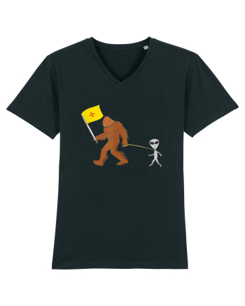 New Mexico Flag Bigfoot Walking Alien Black