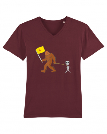 New Mexico Flag Bigfoot Walking Alien Burgundy