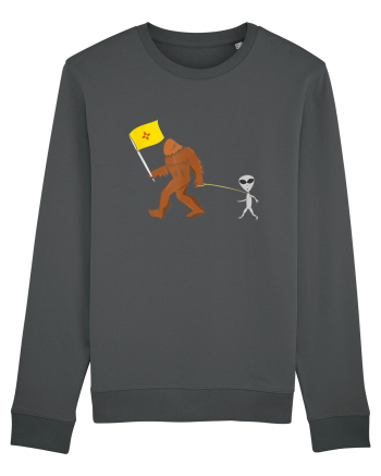 New Mexico Flag Bigfoot Walking Alien Anthracite