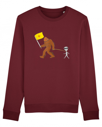 New Mexico Flag Bigfoot Walking Alien Burgundy