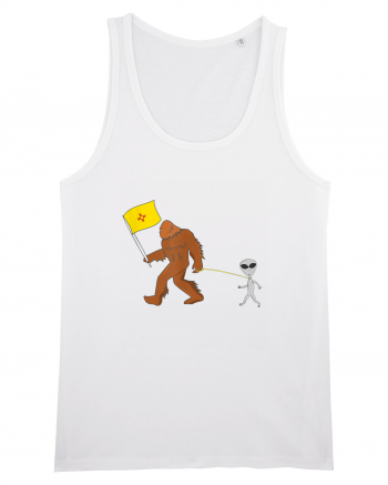 New Mexico Flag Bigfoot Walking Alien White