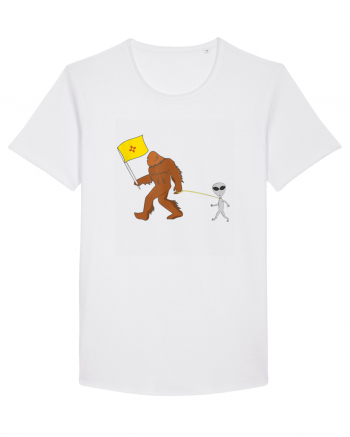 New Mexico Flag Bigfoot Walking Alien White