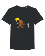 New Mexico Flag Bigfoot Walking Alien Tricou mânecă scurtă guler larg Bărbat Skater