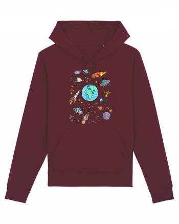 Outer Space UFO Rocket Burgundy