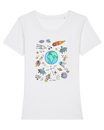 Outer Space UFO Rocket White