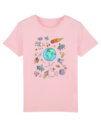Outer Space UFO Rocket Cotton Pink