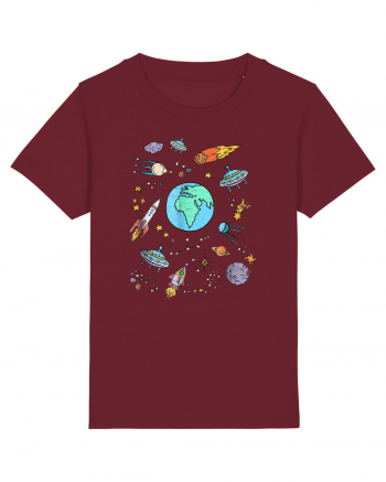 Outer Space UFO Rocket Burgundy