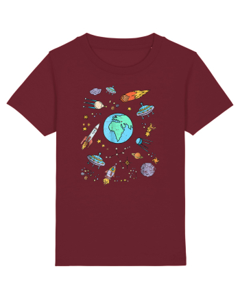Outer Space UFO Rocket Burgundy