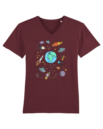 Outer Space UFO Rocket Burgundy