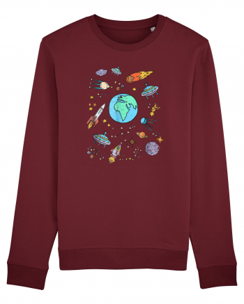 Outer Space UFO Rocket Burgundy