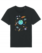 Outer Space UFO Rocket Tricou mânecă scurtă Unisex Rocker