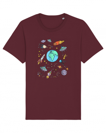 Outer Space UFO Rocket Burgundy