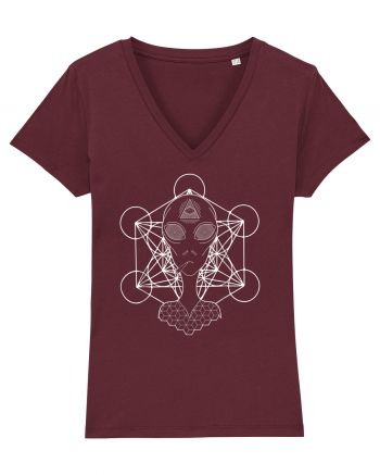 Psychedelic Sacred Geometry Alien Burgundy