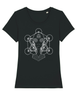 Psychedelic Sacred Geometry Alien Tricou mânecă scurtă guler larg fitted Damă Expresser