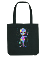 Retro 1970s Tie Dye Groovy Alien Peace Sacoșă textilă
