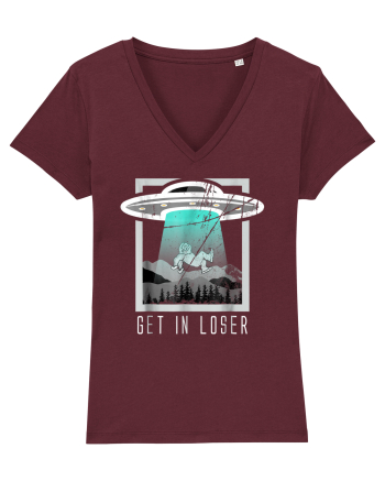 Retro Vintage Get In Loser Bigfoot Sasquatch Burgundy