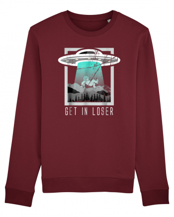 Retro Vintage Get In Loser Bigfoot Sasquatch Burgundy