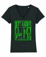 Straight Outta Area 51 Retro Vintage  Tricou mânecă scurtă guler V Damă Evoker