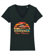 Roswell New Mexico Home of the Alien Crash Site Tricou mânecă scurtă guler V Damă Evoker