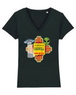 New Mexico UFO Alien Crash Site 1947 Zia Symbol Tricou mânecă scurtă guler V Damă Evoker