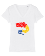 Simboluri dacice - Lupul 19. Tricou mânecă scurtă guler V Damă Evoker