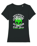 She Is  Beauty She Is Grace Outer Space Tricou mânecă scurtă guler larg fitted Damă Expresser