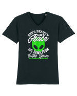 She Is  Beauty She Is Grace Outer Space Tricou mânecă scurtă guler V Bărbat Presenter