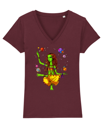 Space Alien Hippie Yoga Zen Meditation Psychedelic Burgundy